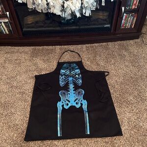 Old Navy Metallic Teak Blue Skeleton Apron Goth Halloween Party Ties